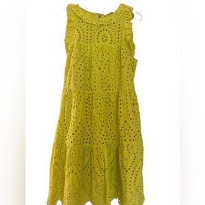 Skies Are Blue Yellow Eyelet Casual Dress